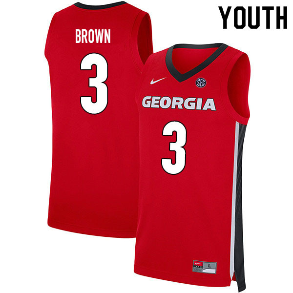 2020 Youth #3 Christian Brown Georgia Bulldogs College Basketball Jerseys Sale-Red - Click Image to Close